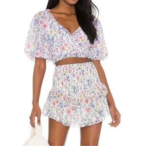Saylor Teryn Skirt And Cropped Top Set in Multi Floral Coquette Girl Size Small